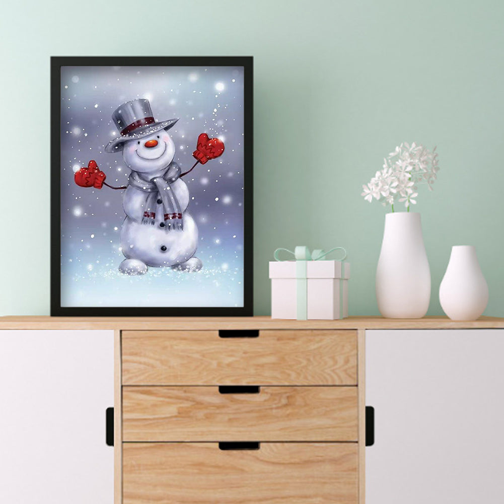 Winter Snowman - Full Round Drill Diamond Painting 30*40CM