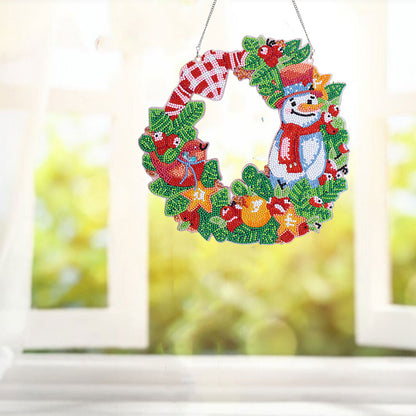 5D DIY Diamond Painting Christmas Wreath Kits Art Door Wall Hanging Decor