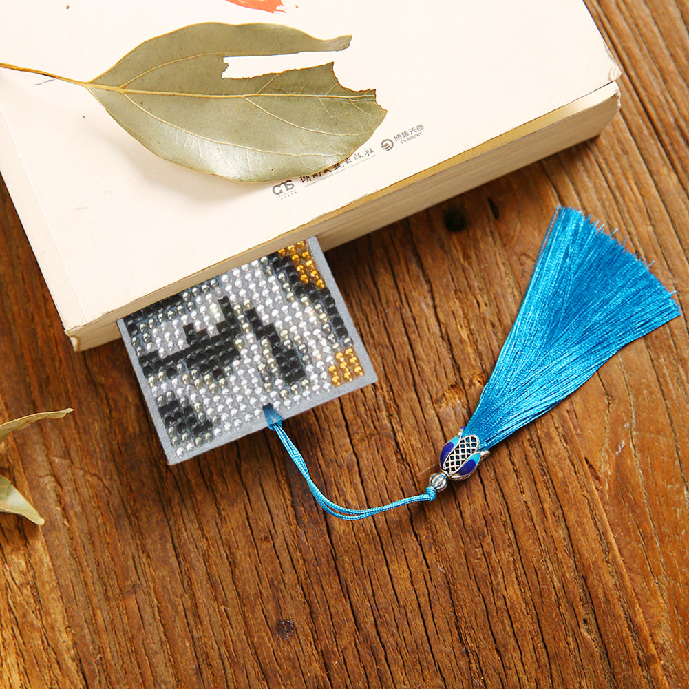 5D DIY Diamond Painting Leather Bookmark Tassel Special Shape Drill Mark