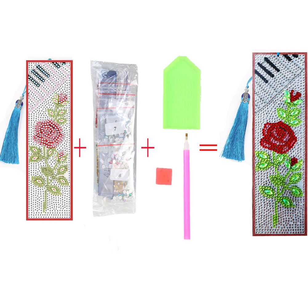 5D DIY Diamond Painting Leather Bookmark Tassel Special Shape Drill Mark