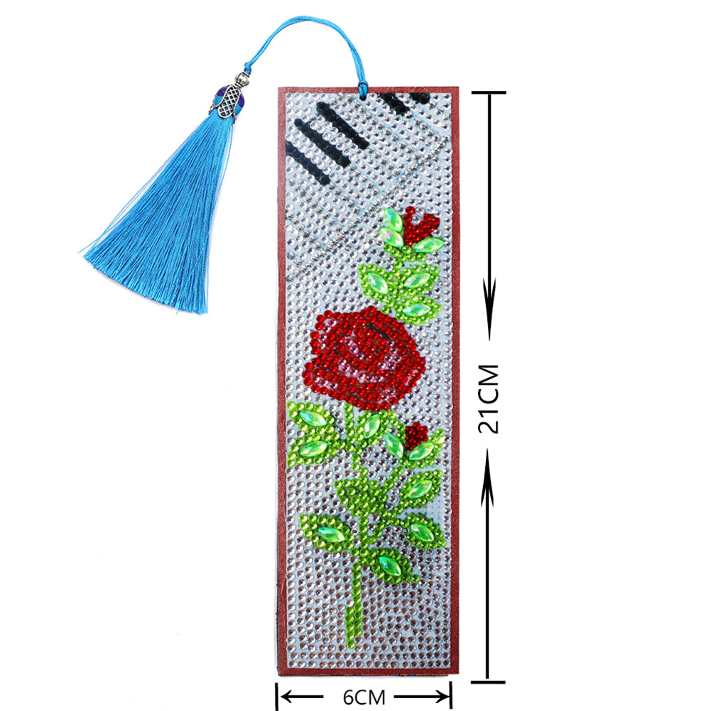 5D DIY Diamond Painting Leather Bookmark Tassel Special Shape Drill Mark