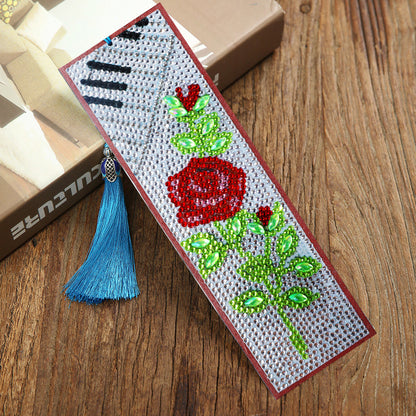 5D DIY Diamond Painting Leather Bookmark Tassel Special Shape Drill Mark