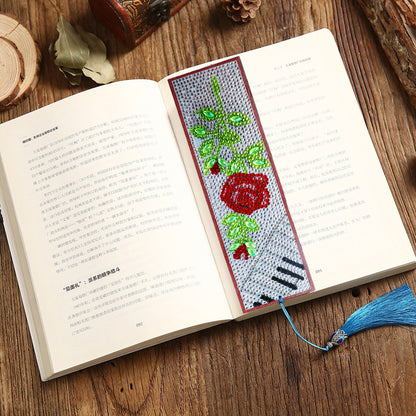 5D DIY Diamond Painting Leather Bookmark Tassel Special Shape Drill Mark