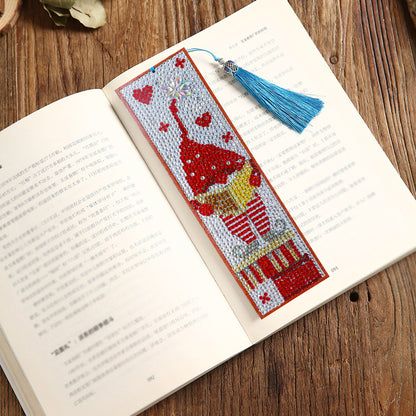 5D DIY Diamond Painting Leather Bookmark Tassel Special Shape Drill Mark