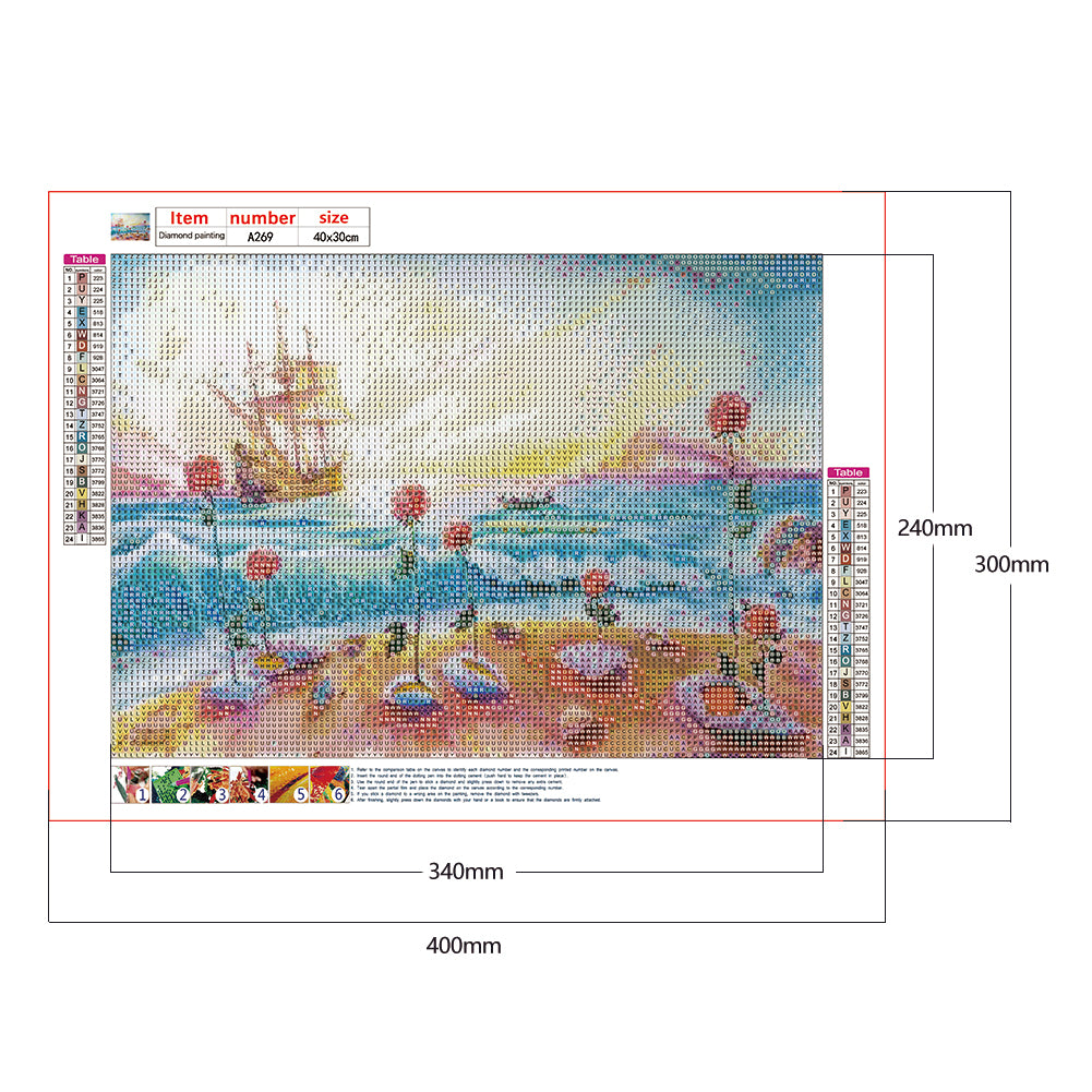 Seaside Rose - Full Round Drill Diamond Painting 40*30CM