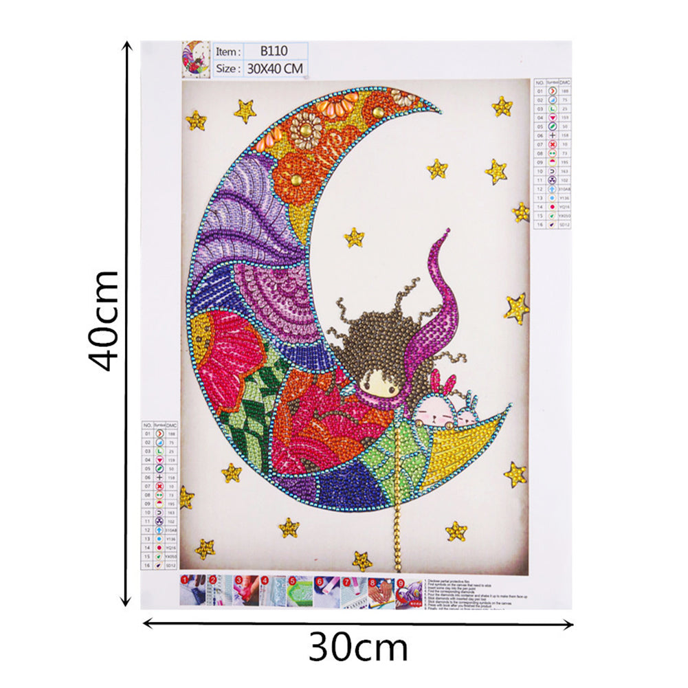 Moon Baby - Special Shaped Drill Diamond Painting 30*40CM