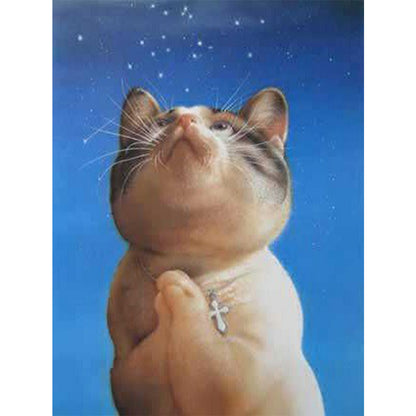 Praying Cat - Full Round Drill Diamond Painting 30*40CM