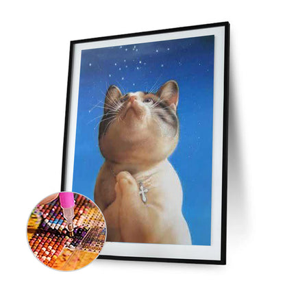 Praying Cat - Full Round Drill Diamond Painting 30*40CM