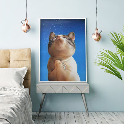 Praying Cat - Full Round Drill Diamond Painting 30*40CM