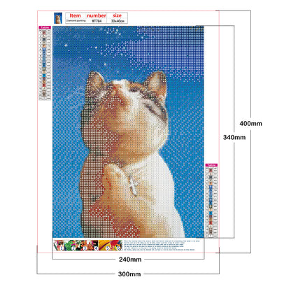 Praying Cat - Full Round Drill Diamond Painting 30*40CM