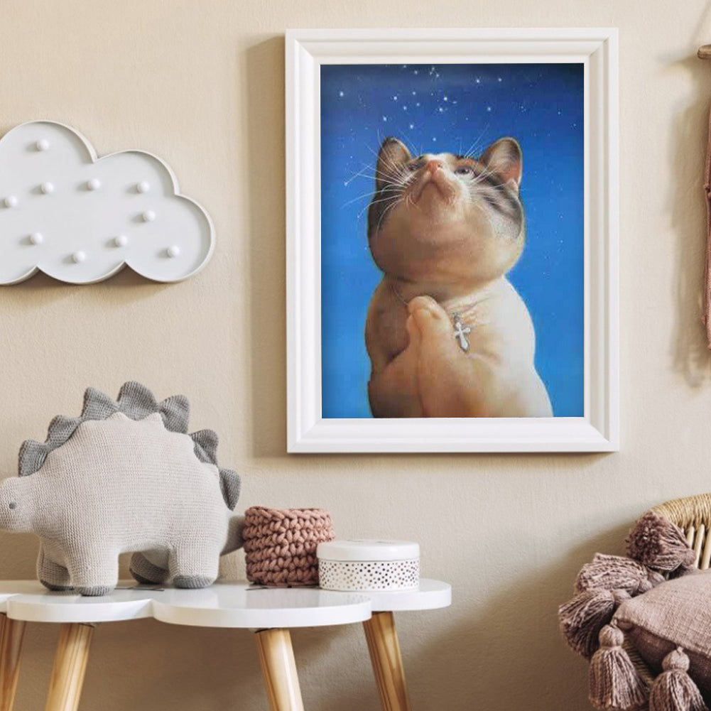 Praying Cat - Full Round Drill Diamond Painting 30*40CM