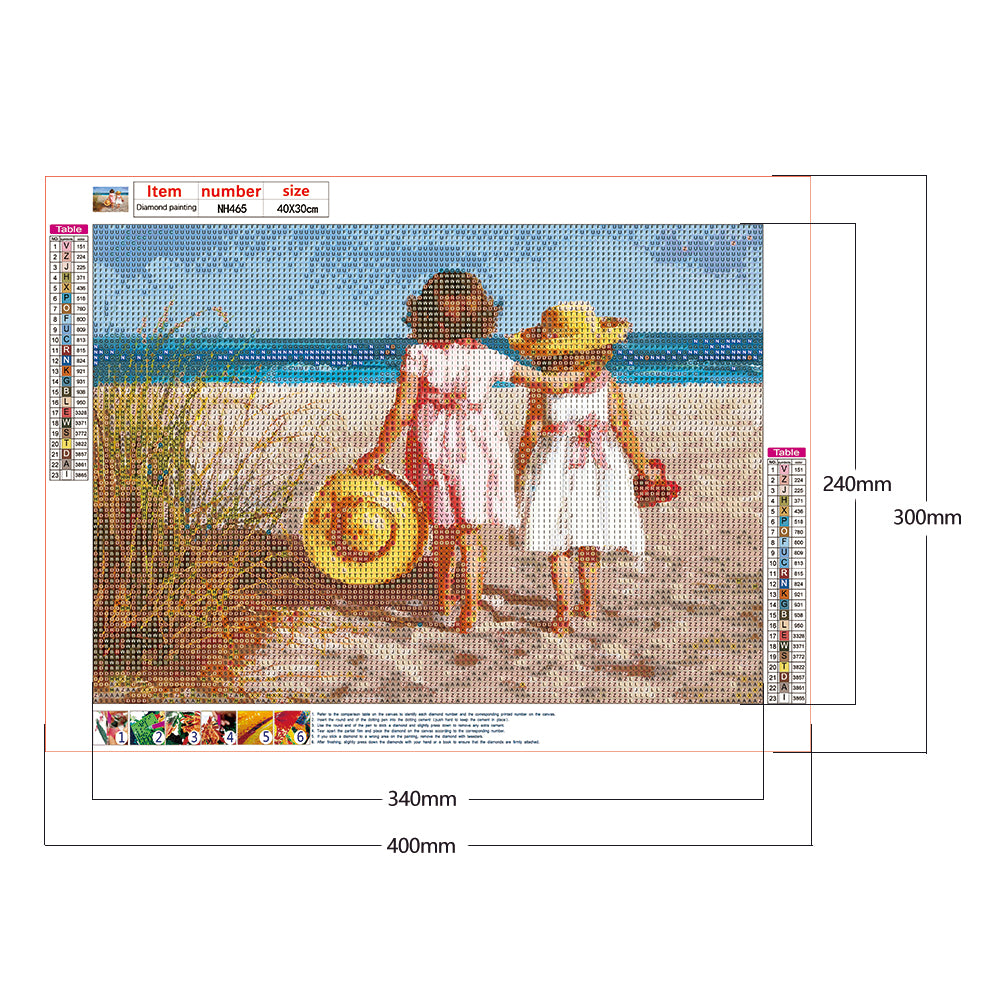 Beach Girl - Full Round Drill Diamond Painting 40*30CM