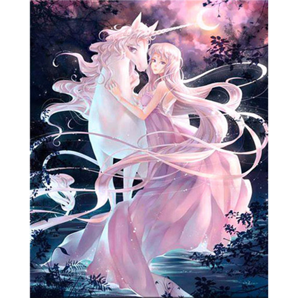 Girl Unicorn - Full Square Drill Diamond Painting 40*50CM