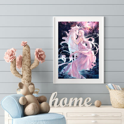 Girl Unicorn - Full Square Drill Diamond Painting 40*50CM