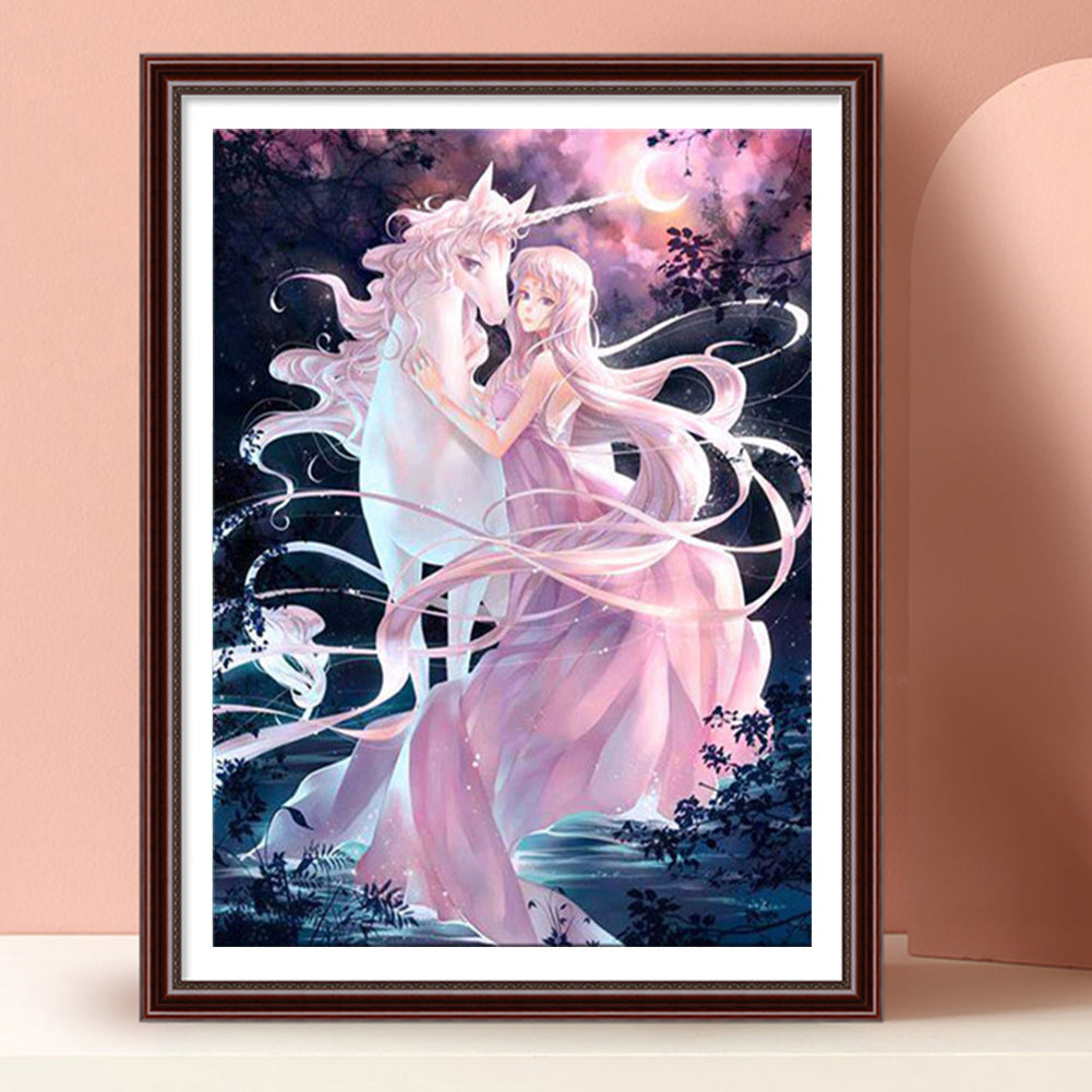 Girl Unicorn - Full Square Drill Diamond Painting 40*50CM