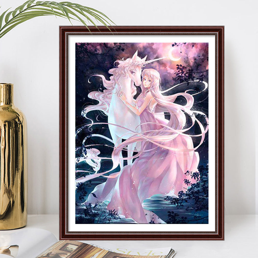 Girl Unicorn - Full Square Drill Diamond Painting 40*50CM