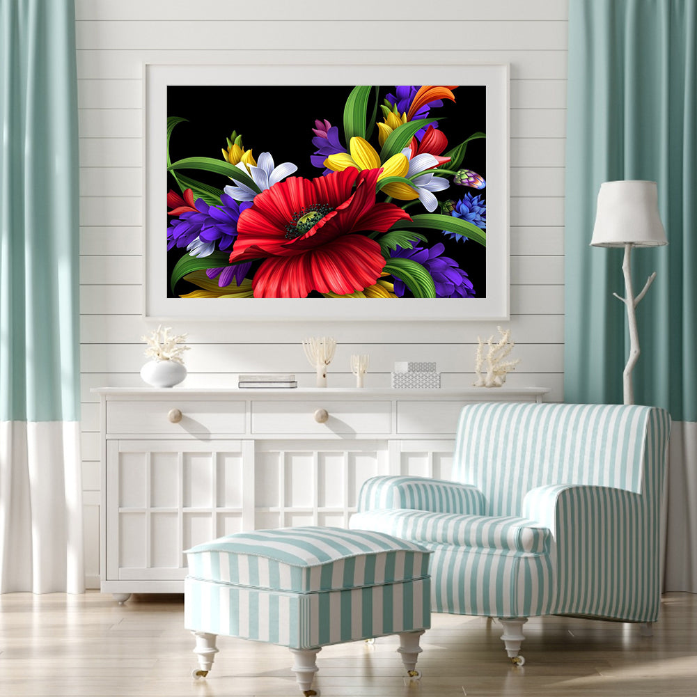 Flowers - Full Round Drill Diamond Painting 40*30CM