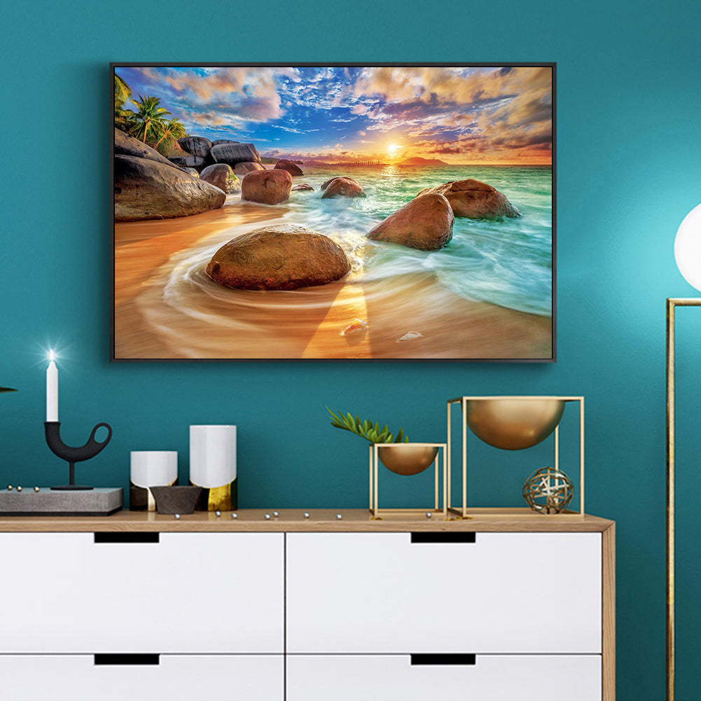 Sunrise Beach - Full Round Drill Diamond Painting 40*30CM