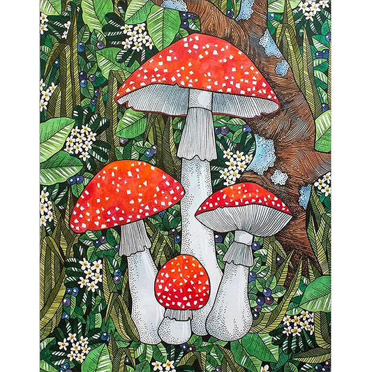 Poisonous Mushrooms - Full Round Drill Diamond Painting 30*40CM