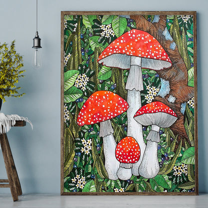 Poisonous Mushrooms - Full Round Drill Diamond Painting 30*40CM