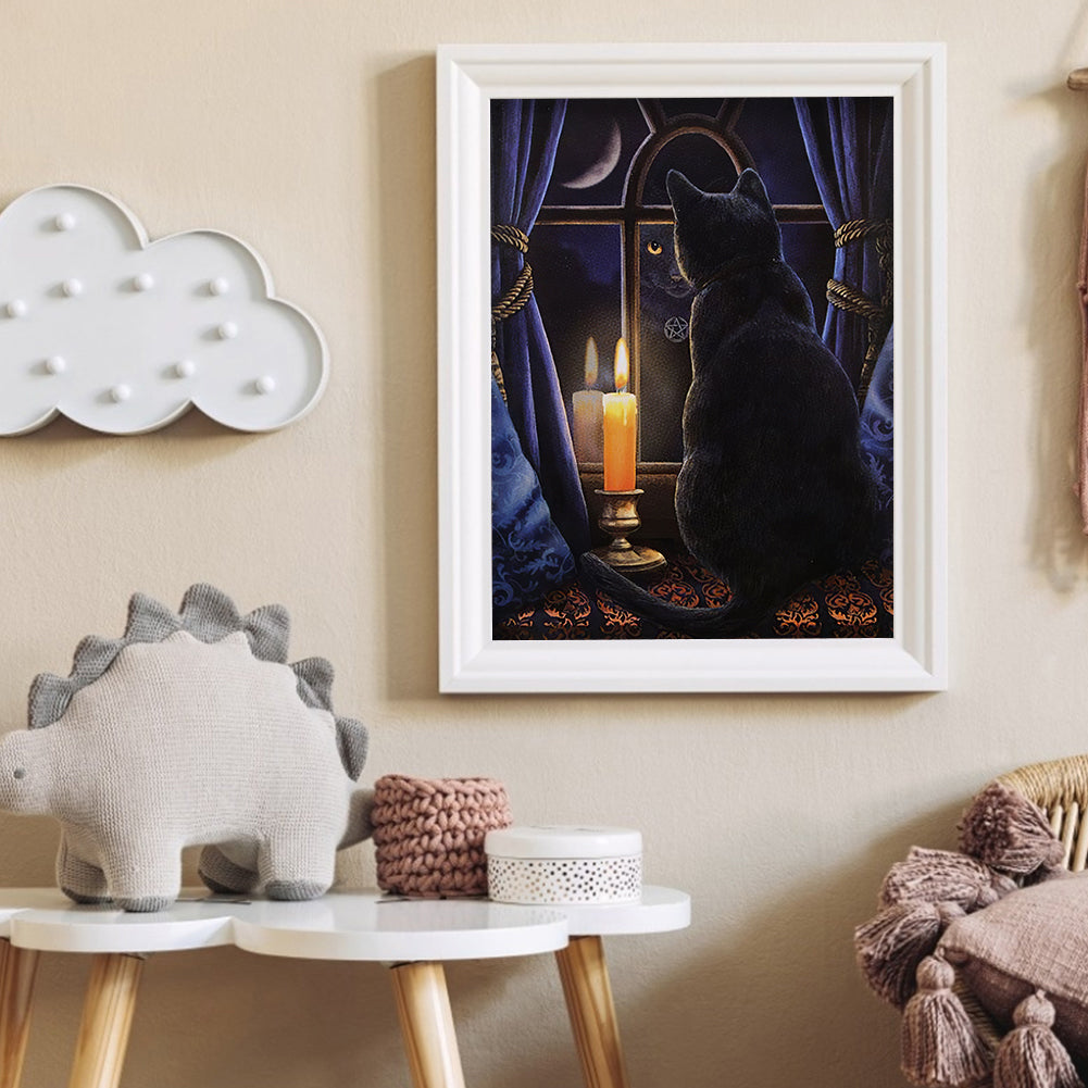 Black Cat - Full Round Drill Diamond Painting 40*50CM