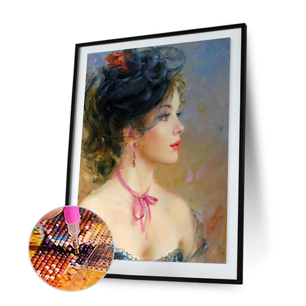 Elegant Lady - Full Round Drill Diamond Painting 30*40CM