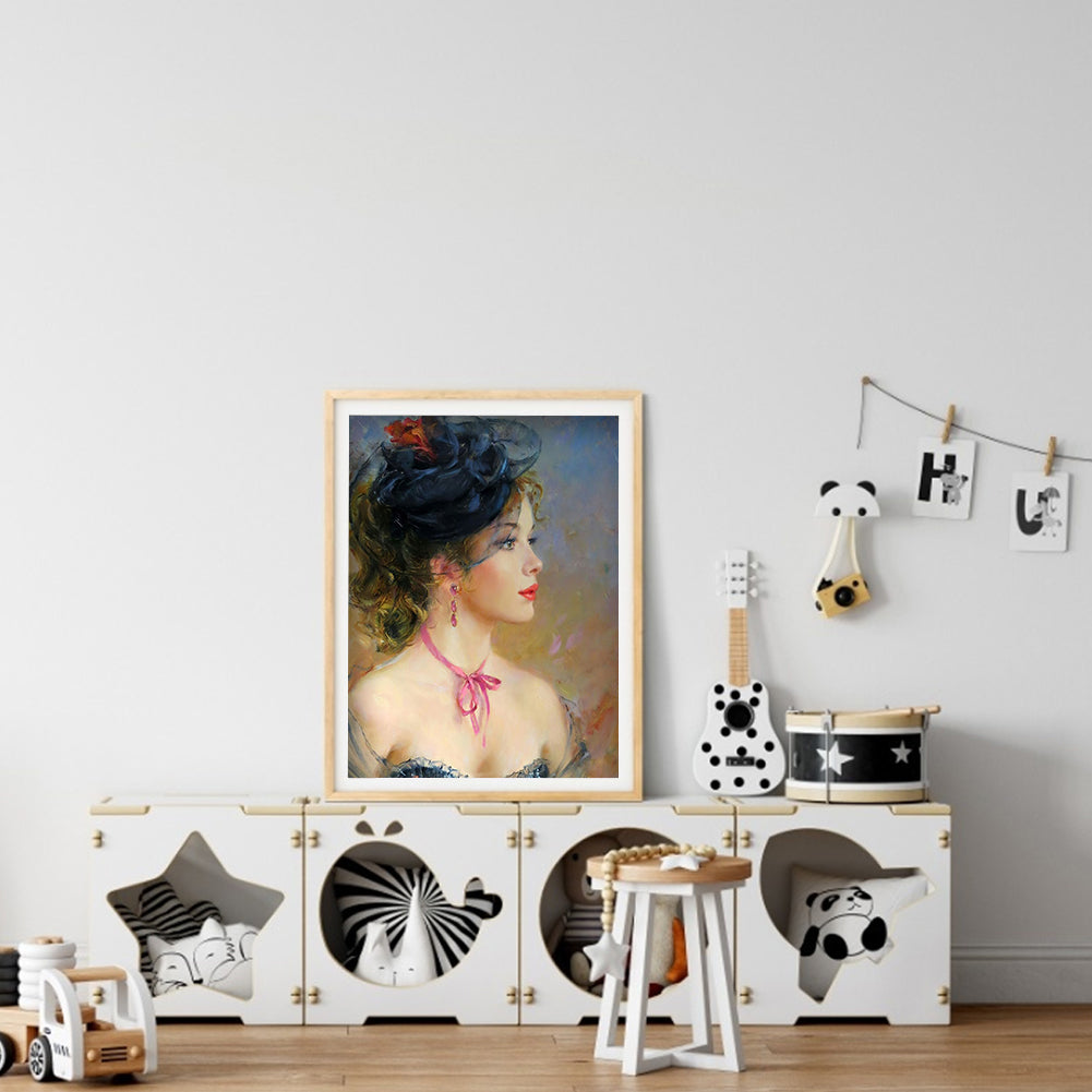 Elegant Lady - Full Round Drill Diamond Painting 30*40CM