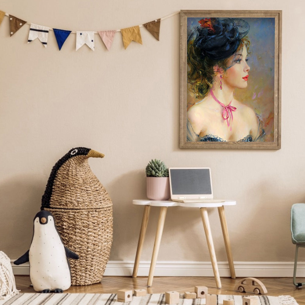 Elegant Lady - Full Round Drill Diamond Painting 30*40CM