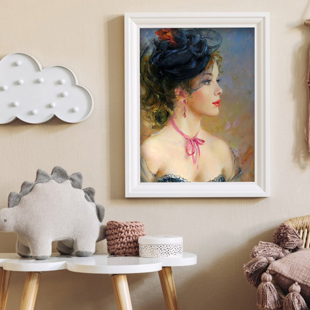 Elegant Lady - Full Round Drill Diamond Painting 30*40CM