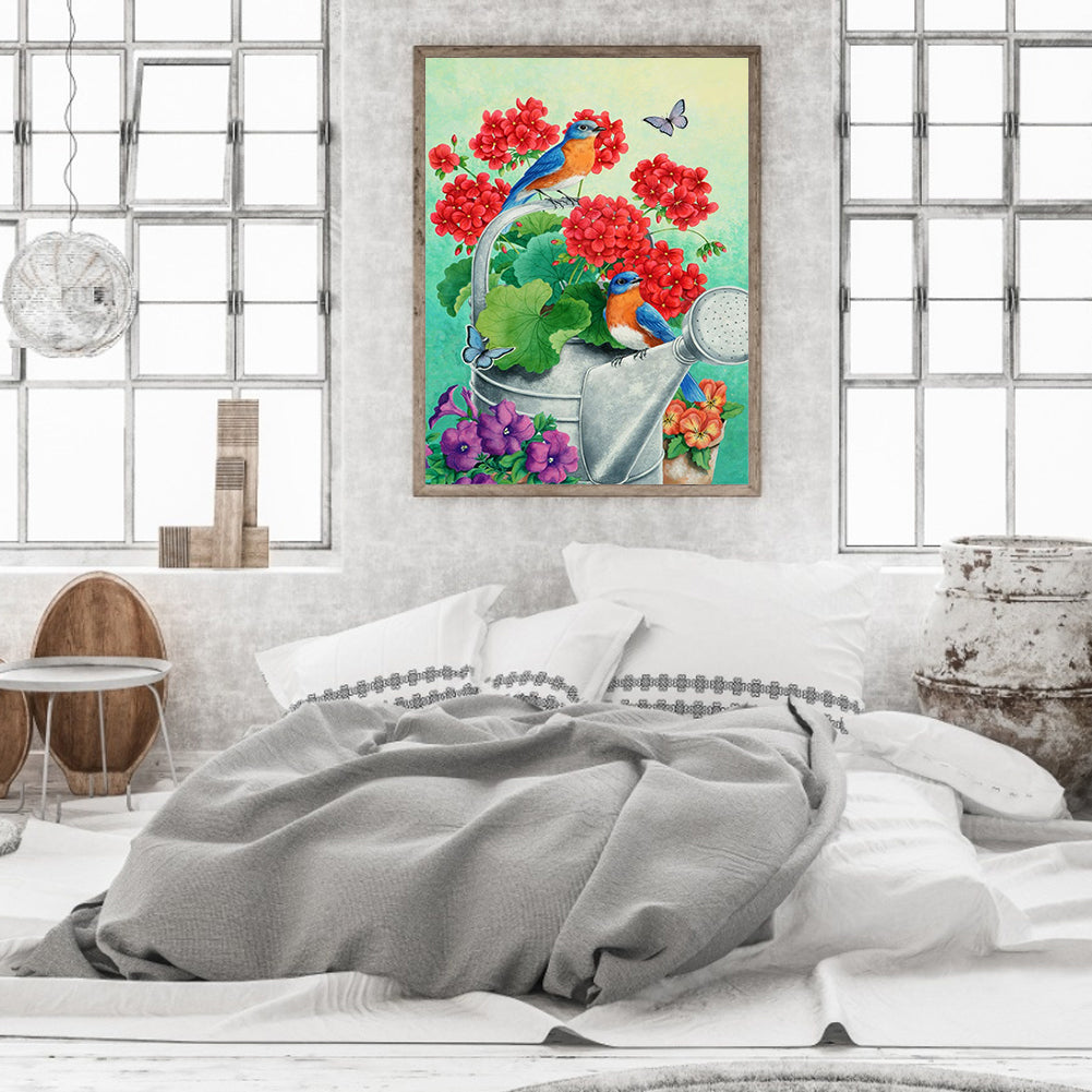 Flowers Birds - Full Round Drill Diamond Painting 40*50CM