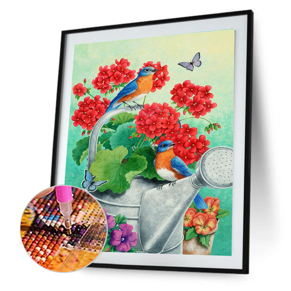 Flowers Birds - Full Round Drill Diamond Painting 40*50CM