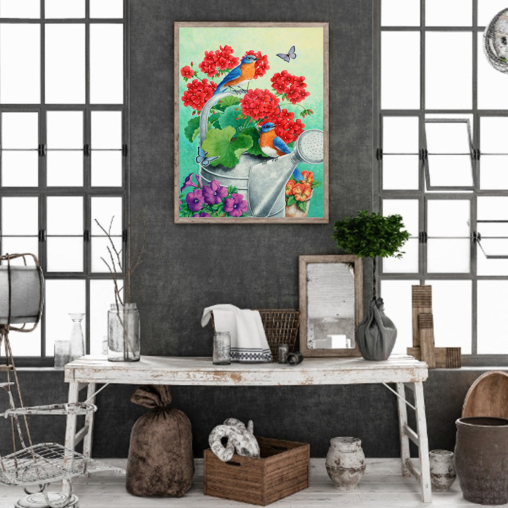 Flowers Birds - Full Round Drill Diamond Painting 40*50CM