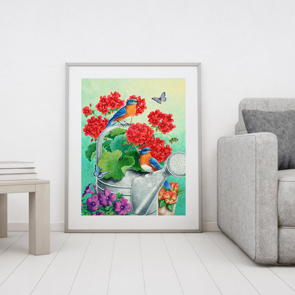 Flowers Birds - Full Round Drill Diamond Painting 40*50CM