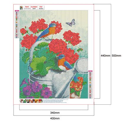 Flowers Birds - Full Round Drill Diamond Painting 40*50CM