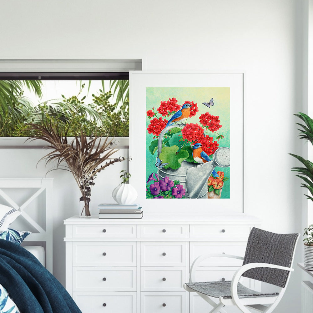 Flowers Birds - Full Round Drill Diamond Painting 40*50CM