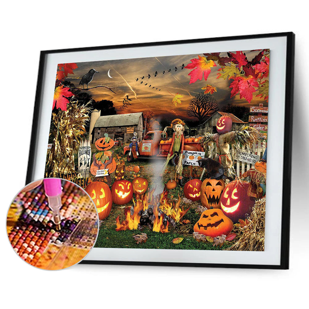 Scarecrow Pumpkin - Full Round Drill Diamond Painting 40*30CM