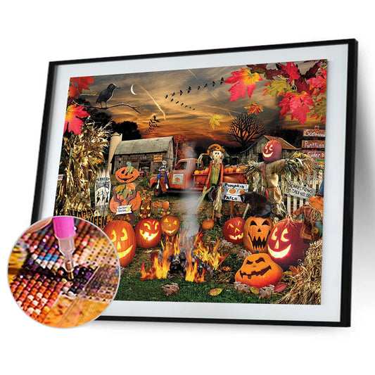 Scarecrow Pumpkin - Full Round Drill Diamond Painting 40*30CM