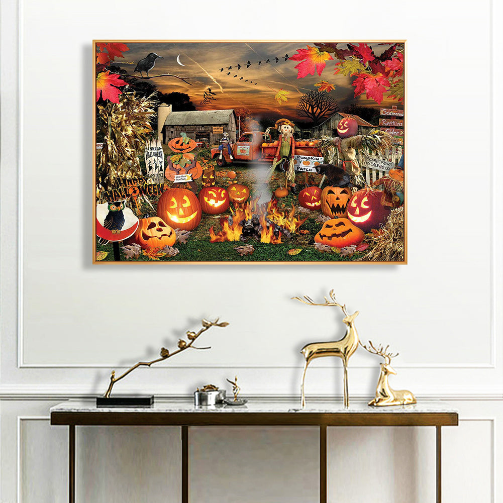 Scarecrow Pumpkin - Full Round Drill Diamond Painting 40*30CM
