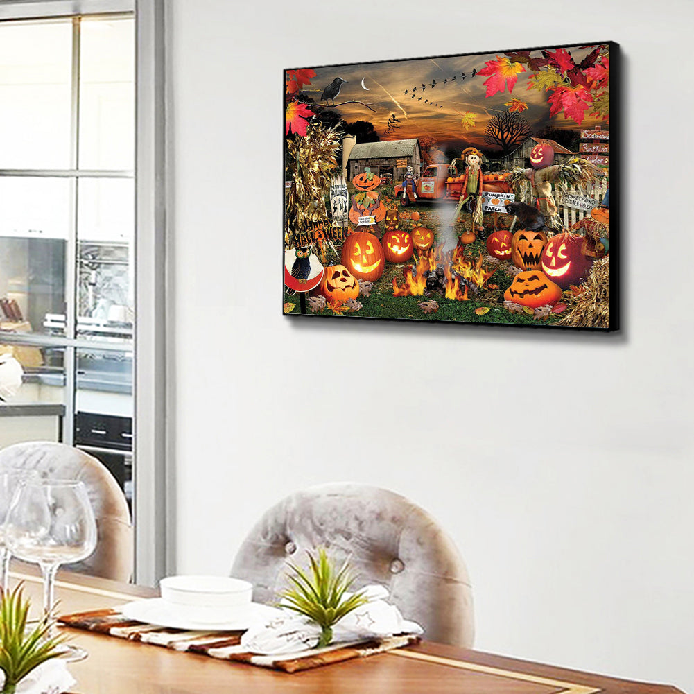 Scarecrow Pumpkin - Full Round Drill Diamond Painting 40*30CM