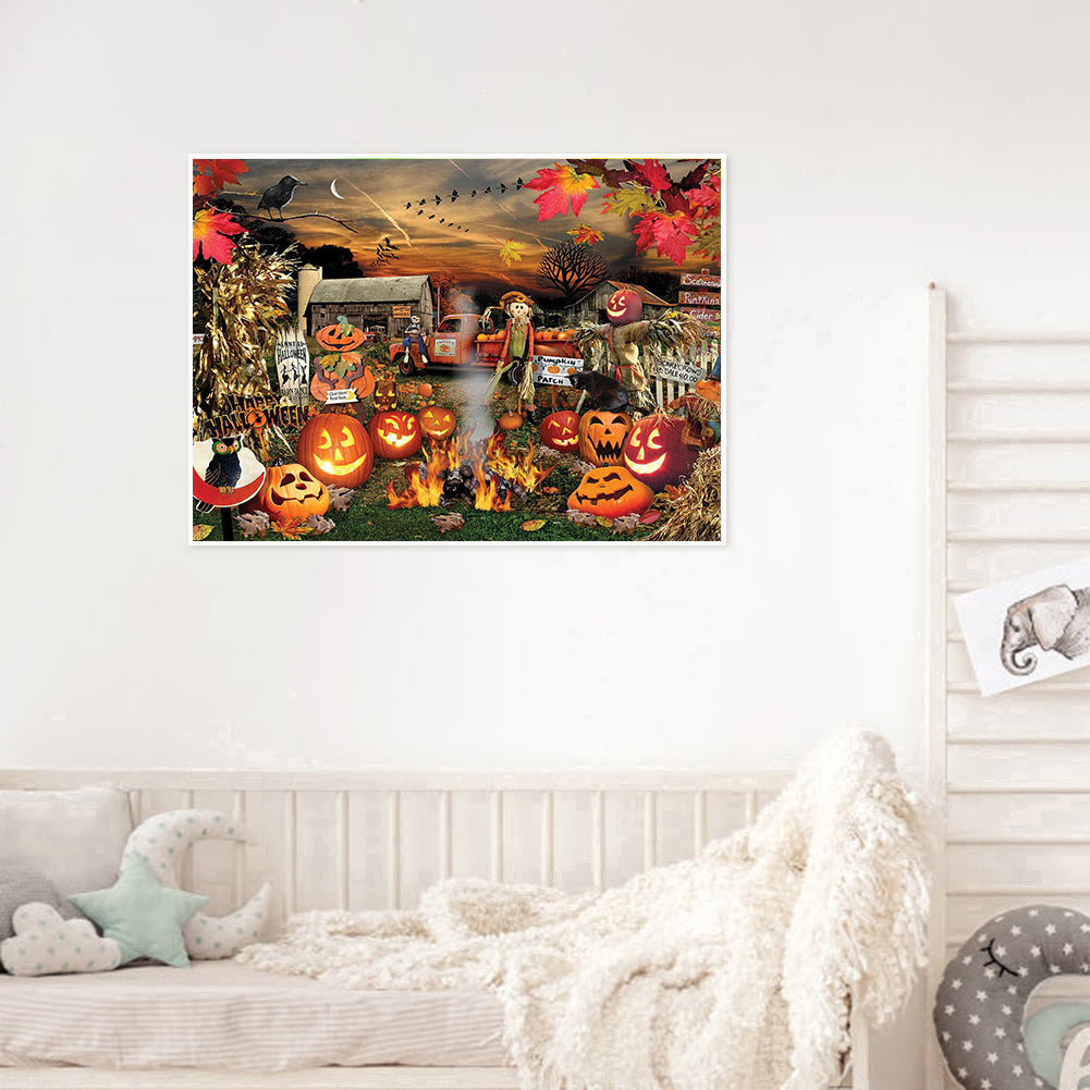 Scarecrow Pumpkin - Full Round Drill Diamond Painting 40*30CM