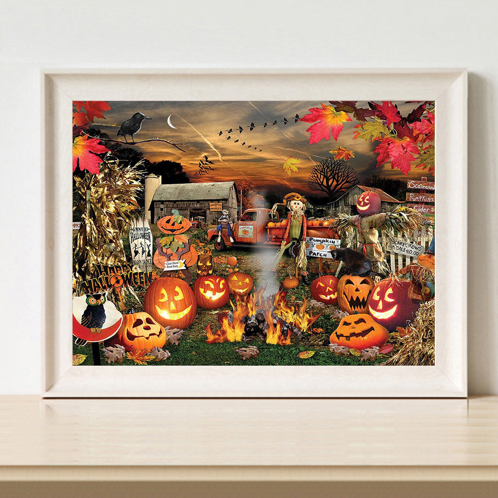 Scarecrow Pumpkin - Full Round Drill Diamond Painting 40*30CM
