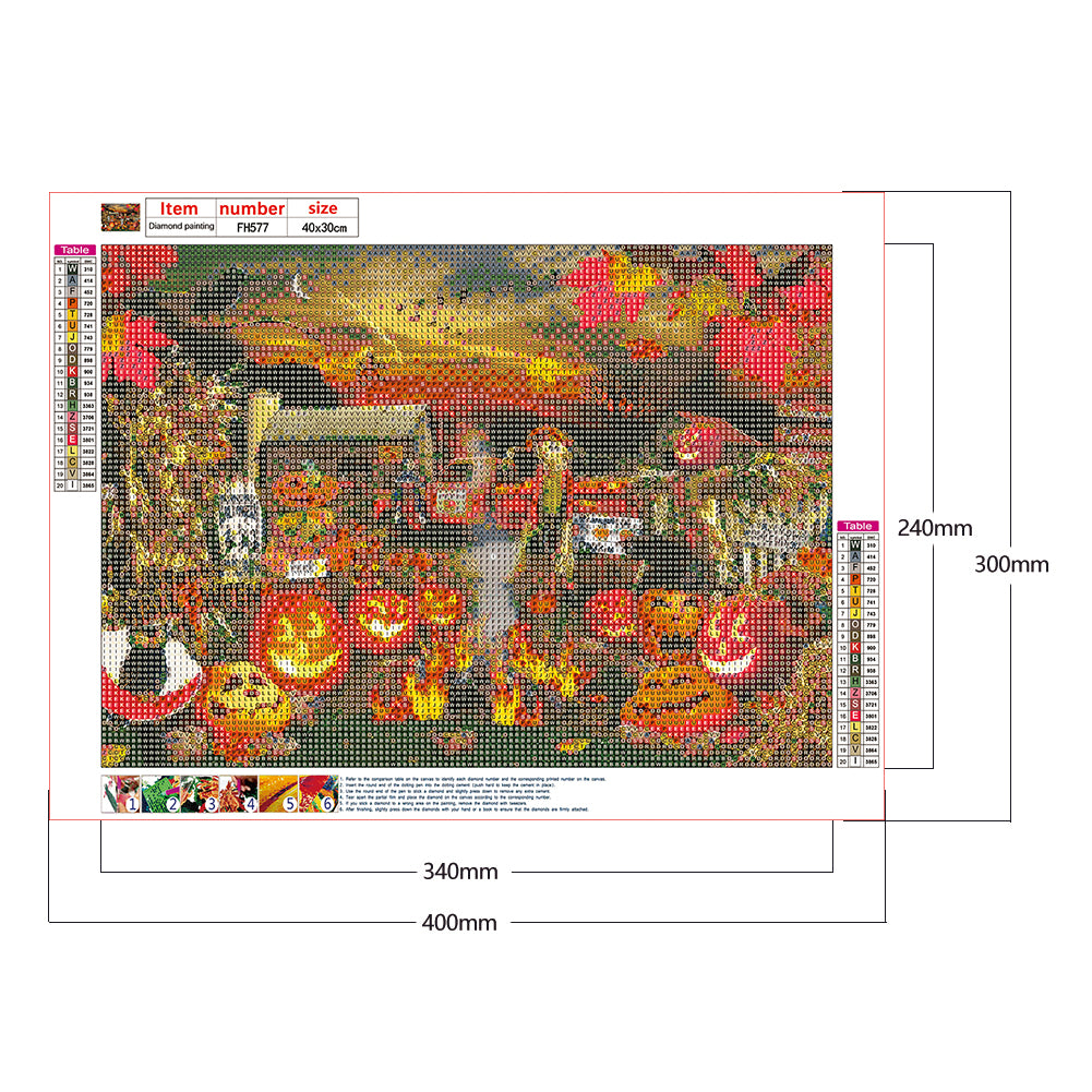 Scarecrow Pumpkin - Full Round Drill Diamond Painting 40*30CM