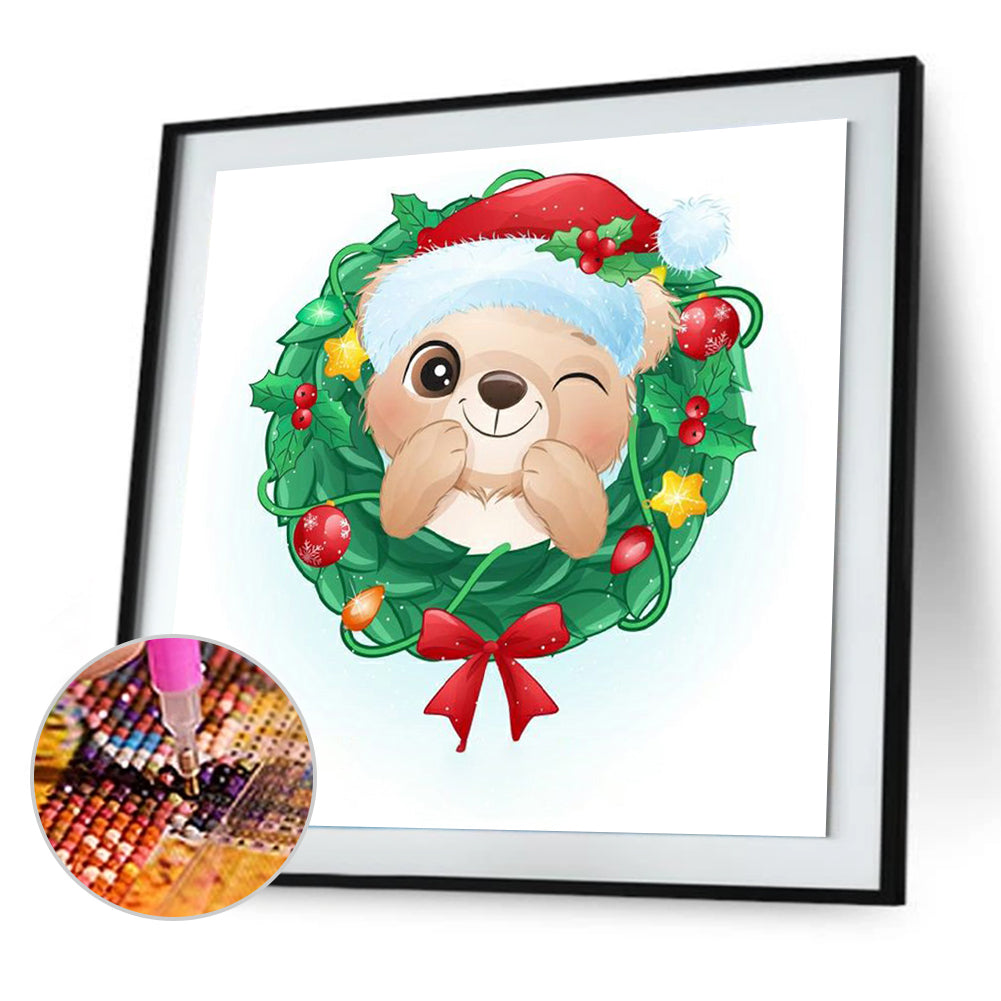 Christmas Puppy - Full Round Drill Diamond Painting 30*30CM