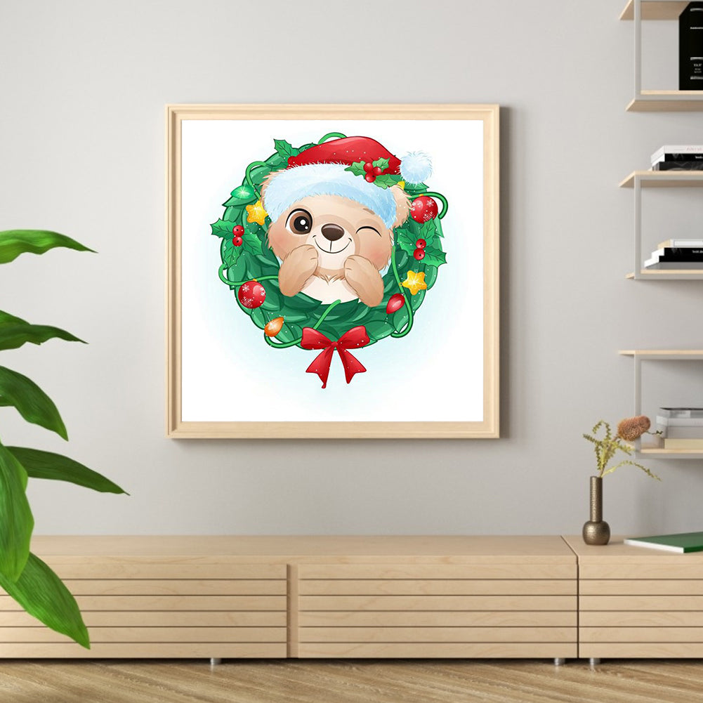 Christmas Puppy - Full Round Drill Diamond Painting 30*30CM