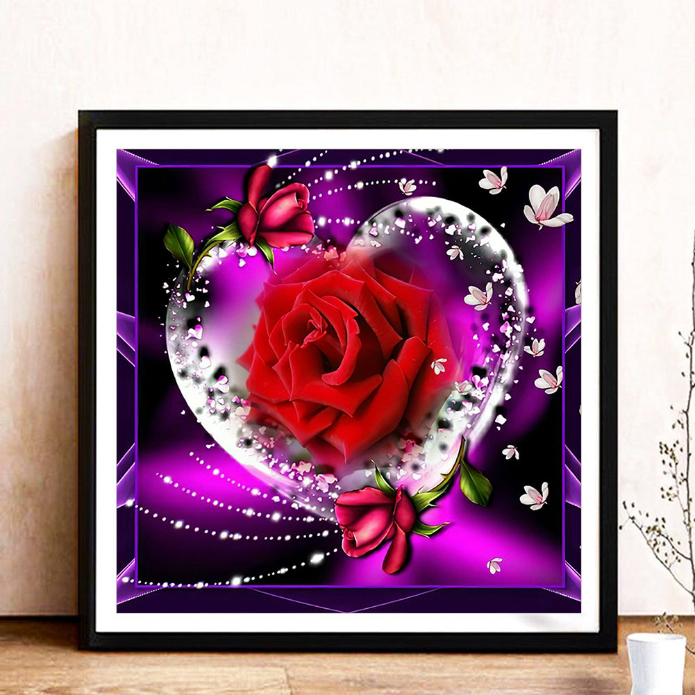 Heart Rose - Square Drill Diamond Painting 30*30CM