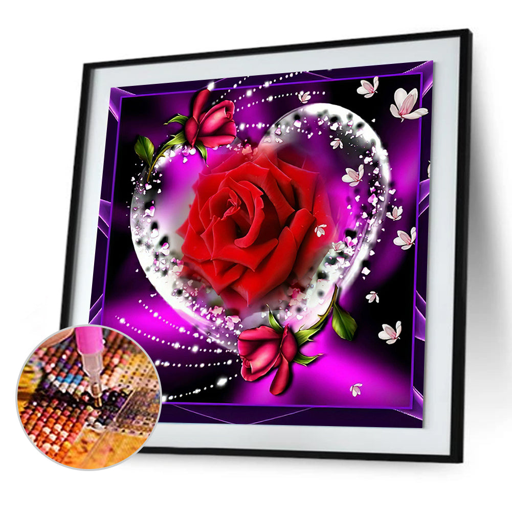 Heart Rose - Square Drill Diamond Painting 30*30CM