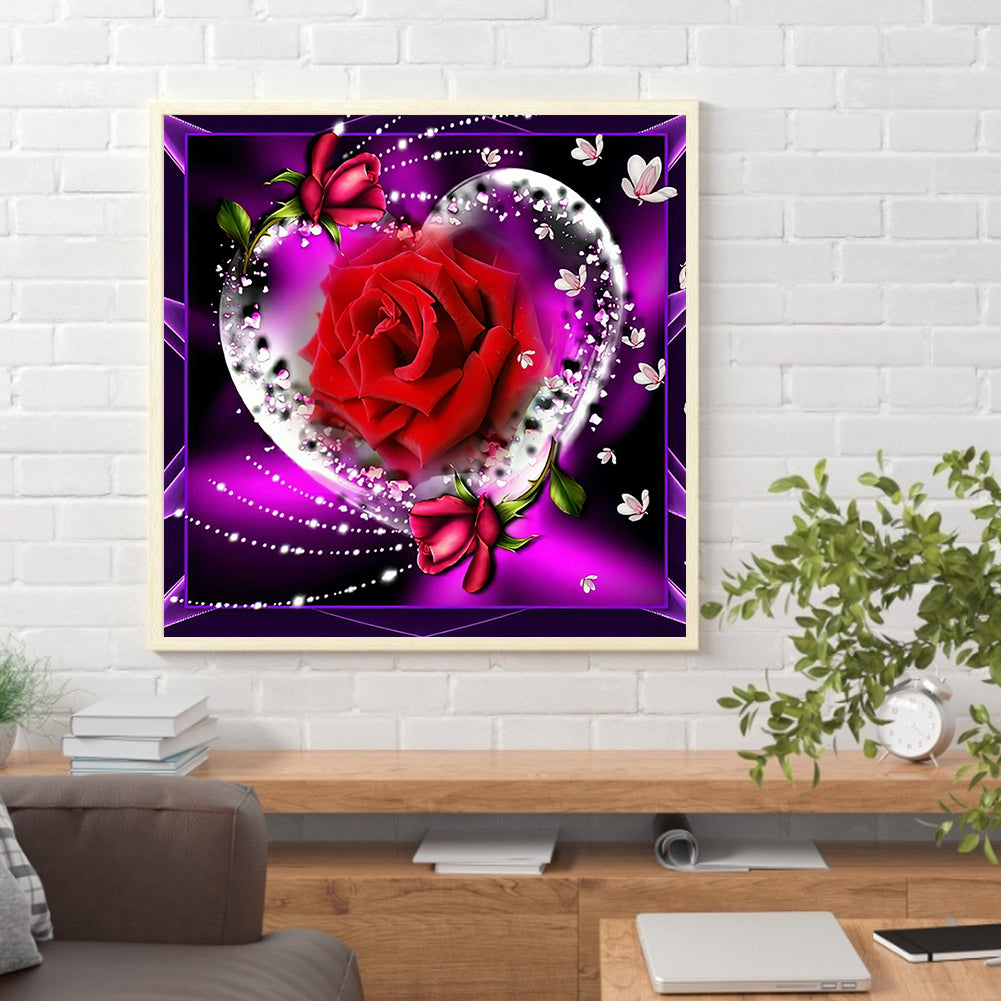 Heart Rose - Square Drill Diamond Painting 30*30CM