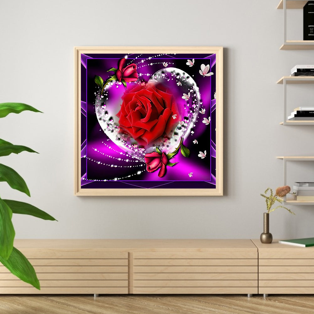 Heart Rose - Square Drill Diamond Painting 30*30CM