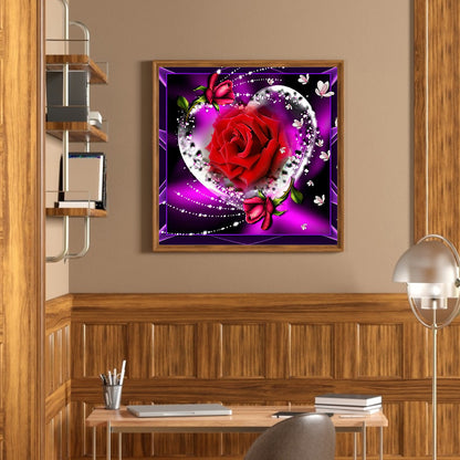 Heart Rose - Square Drill Diamond Painting 30*30CM