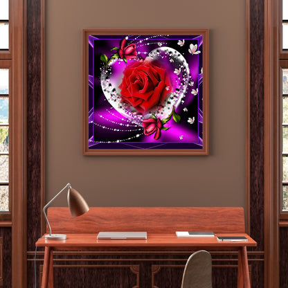 Heart Rose - Square Drill Diamond Painting 30*30CM